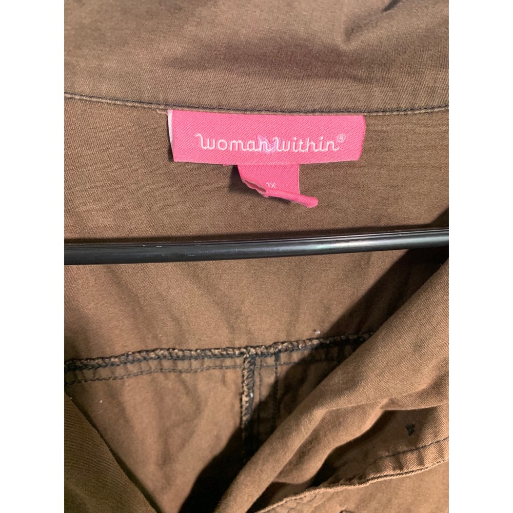 Woman Within Brown Utility Field Jacket Womens Plus 1X 22/24 Button Front Coat - Picture 3 of 6